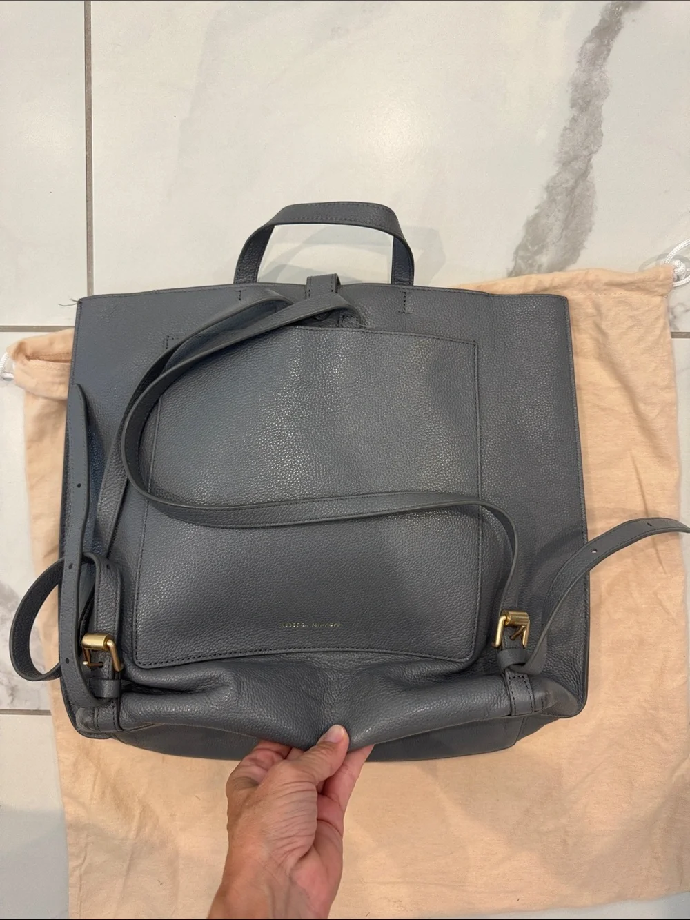 Rebecca Minkoff Black Leather Backpack Tote with Signature Hook Detail